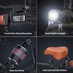 Electric Bike for Adults,750W 30-70Miles 48V 15AH Removable Battery Ebike 20" x 4.0 Fat Tire Beach Commuting E-Bike 2 Seater W/Fork Suspension UL2849 - Image 6